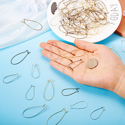 Brass Hoop Earrings Findings Kidney Ear Wires KK-TA0007-10-1