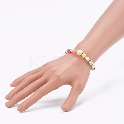 Polymer Clay Heishi Beaded Stretch Bracelets BJEW-JB06026-03-1
