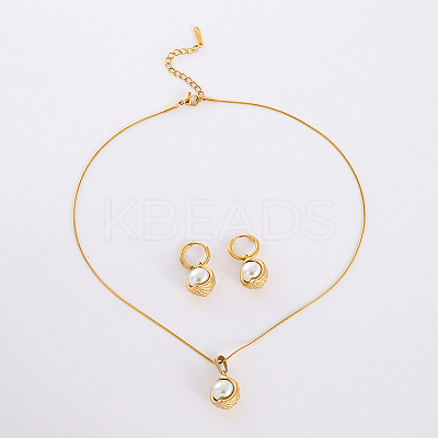 Round 304 Stainless Steel Hoop Earrings & Pendant Necklaces Sets LS-BA0811-3-1