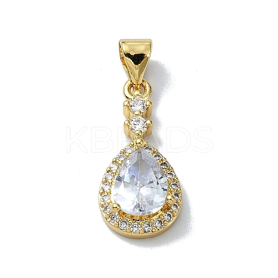 Rack Plating Real 18K Gold Plated Brass Micro Pave Cubic Zirconia Pendants KK-B084-07G-05-1