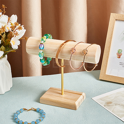 Wood T Bar Bracelet Display Stands AJEW-WH0534-19B-1
