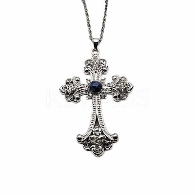 Vintage sparkling Alloy Rhinestone Cross Pendants Necklaces for Women IL0019-2-1