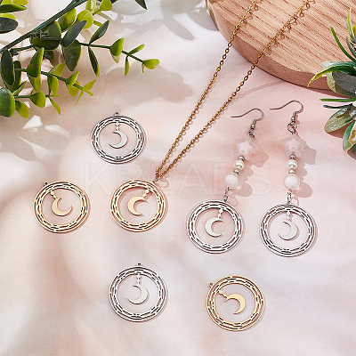 12Pcs 2 Colors 201 Stainless Steel Pendants STAS-DC0012-16-1