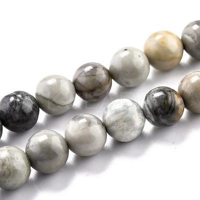 Round Natural Polychrome Jasper/Picasso Stone/Picasso Jasper Beads Strands G-O199-03B-1