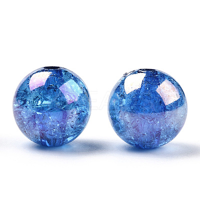 Bubblegum AB Color Transparent Crackle Acrylic Round Beads CACR-TAC0001-01-1