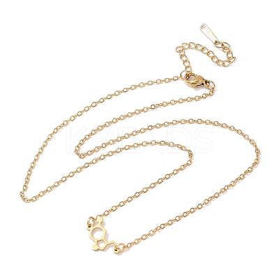 304 Stainless Steel Chemical Symbol Pendant Necklaces NJEW-Z073-03G-04-1