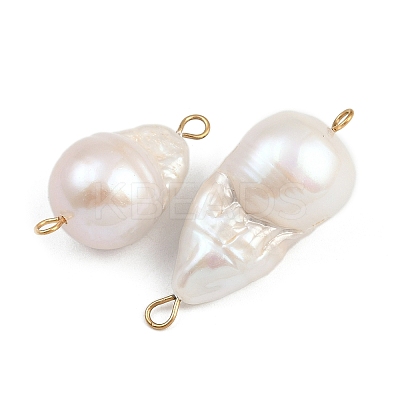 Natural Freshwater Pearl Keshi Pearl Teardrop Connector Charms STAS-D378-13G-1