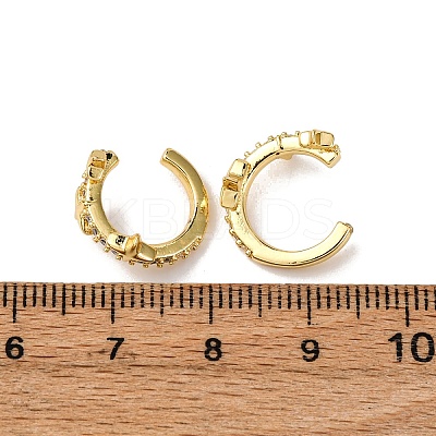 Brass Micro Pave Clear Cubic Zirconia Cuff Earrings LS-EJEW-D328-02G-03-1