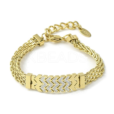 304 Stainless Steel with Cubic Zirconia Bracelet NJEW-Q322-06G-1