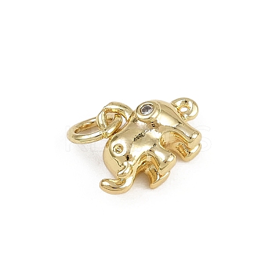 Brass Micro Pave Cubic Zirconia Elephant Charms KK-D409-41G-C-1