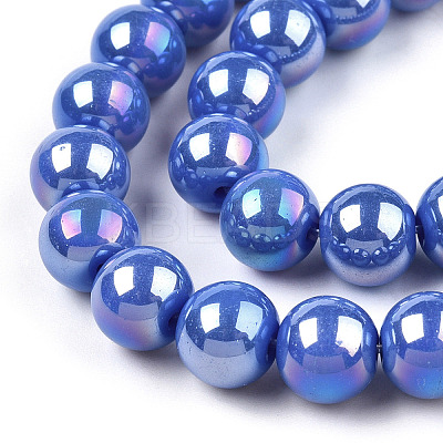 Electroplate Opaque Glass Beads Strands GLAA-T032-P6mm-AB11-1