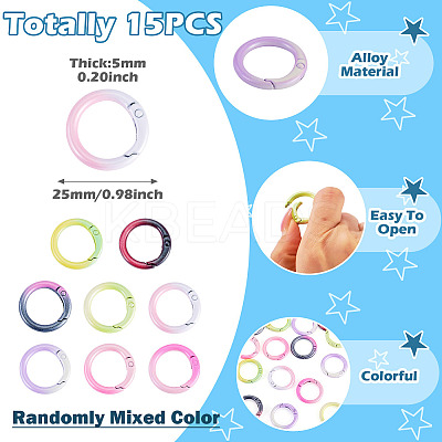 15Pcs Spray Paint Alloy Spring Gate Rings FIND-TA0010-92-1