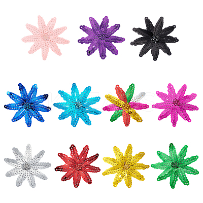 33Pcs 11 Colors Flower PVC Glitter Sequins Ornament Accessories DIY-FG0008-26-1