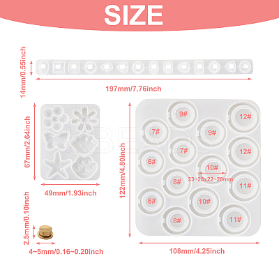 Spinning Fidget Ring & Butterfly & Shell & Flower & Starfish & Paw Print Silicone Molds Kit BY-TAC0003-08-1