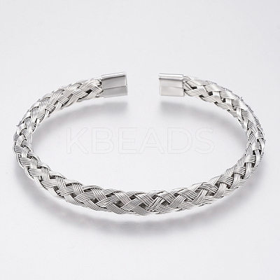 Tarnish Resistant 304 Stainless Steel Cuff Bangles Torque Bangles BJEW-H570-27P-1