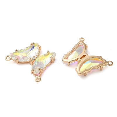 Brass Pave Faceted Glass Connector Charms FIND-Z020-03H-1