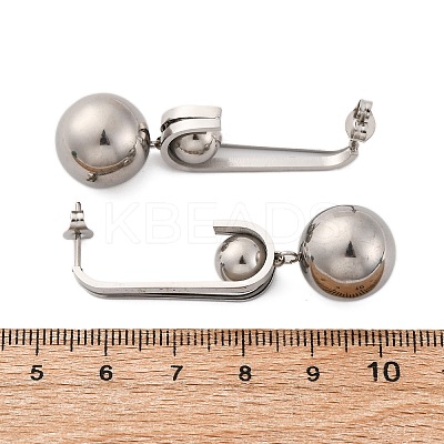 304 Stainless Steel Round Dangle Stud Earrings EJEW-Z098-31P-1