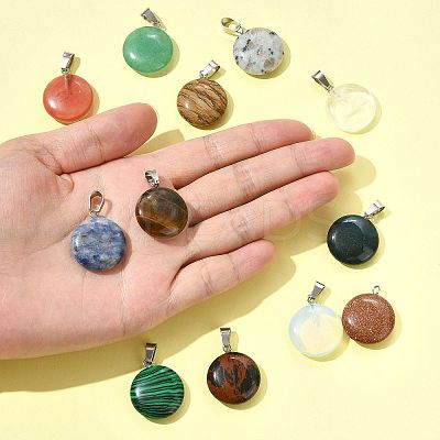 12Pcs 12 Styles Natural & Synthetic Mixed Gemstone Pendants G-FS0005-91-1