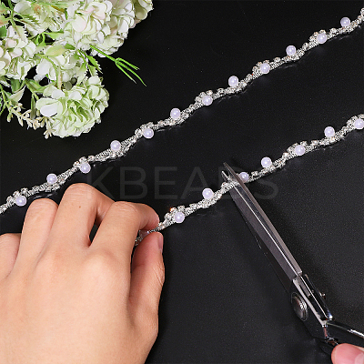 1 Yard Brass Crystal Rhinestone Cup Chain with Imitation Pearl OCOR-GL0001-08B-1