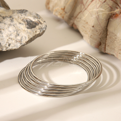 5Pcs Stylish 304 Stainless Steel Plain Bangles for Women CS8821-1-1
