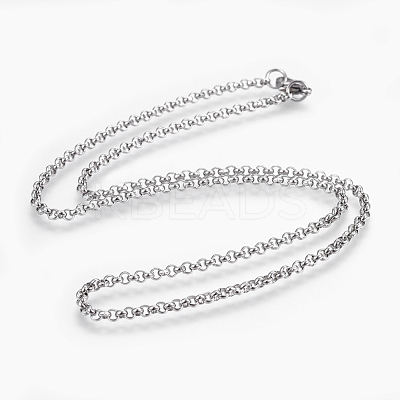 Non-Tarnish 304 Stainless Steel Rolo Chain Necklaces NJEW-F242-12P-A-1