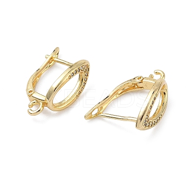 Teardrop Teardrop Brass Micro Pave Clear Cubic Zirconia Hoop Earring Findings KK-Z143-08G-1