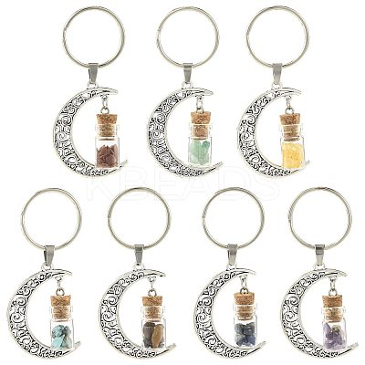 7Pcs Moon Alloy Pendant Decorations HJEW-FS00086-1