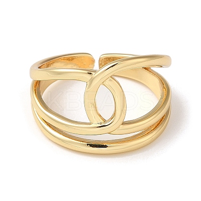 Rack Plating Brass Open Cuff Rings for Women RJEW-M162-27G-1