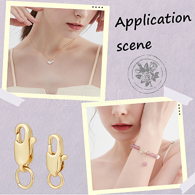20Pcs 2 Styles Rack Plating Brass Lobster Claw Clasps with Jump Rings KK-BBC0009-95-1