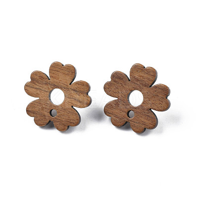 Walnut Wood Stud Earring Findings MAK-N032-040-1