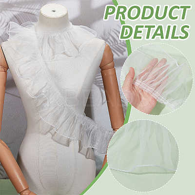 Organza Pleated Lace Ribbon OCOR-WH0097-42B-1