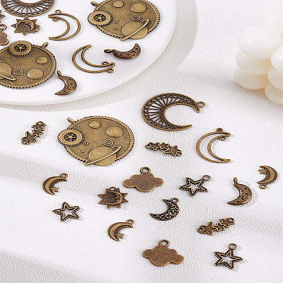 40Pcs 10 Styles Tibetan Style Alloy Pendants & Link Sets Charms TIBEP-LP0001-14-1