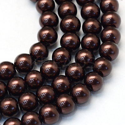 Baking Paint Pearlized Glass Pearl Round Bead Strands X-HY-Q330-8mm-40-1