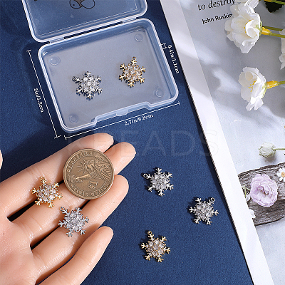 10Pcs 2 Colors Brass Micro Pave Clear Cubic Zirconia Pendants ZIRC-BBC0002-75-1