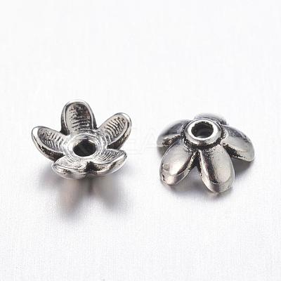 Tibetan Style  Zinc Alloy Bead Caps TIBEB-6.5x3-AS-FF-1