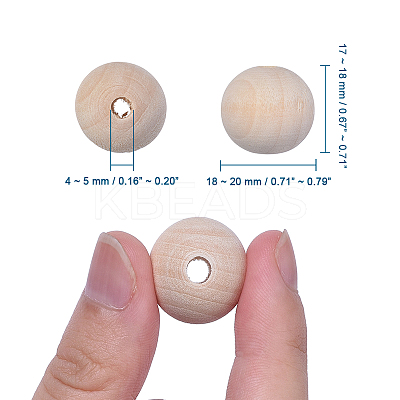 Natural Unfinished Wood Beads WOOD-Q008-20mm-LF-1