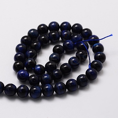 Natural Tiger Eye(Dyed & Heated) Round Beads Strands G-E329-10mm-40B-1