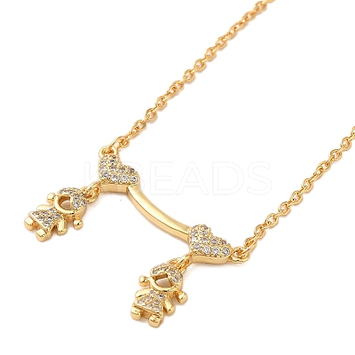 Brass Micro Pave Clear Cubic Zirconia Girls and boys Pendant Necklaces for Valentine's Day LS-NJEW-K381-01A-G-1