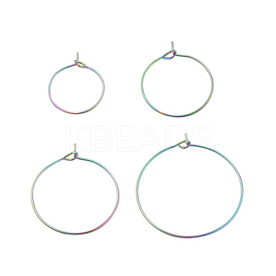 24Pcs 4 Size Ion Plating(IP) 316L Surgical Stainless Steel Hoop Earring Findings STAS-ZZ0001-03M-1