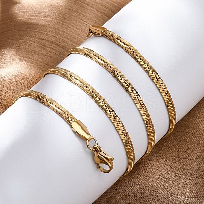 PVD Vacuum Plating 304 Stainless Steel Herringbone Chain Necklaces NJEW-F227-02G-04-1
