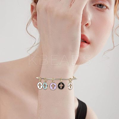 100Pcs 5 Colors Light Gold Plated Alloy Enamel Pendants ENAM-NB0001-46-1
