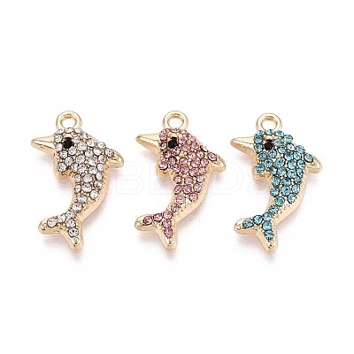 Rack Plating Alloy Rhinestone Pendants PALLOY-T091-23M-G-1