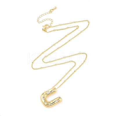 Brass Micro Pave Clear Cubic Zirconia Pendant Necklaces NJEW-Z038-01G-U-1