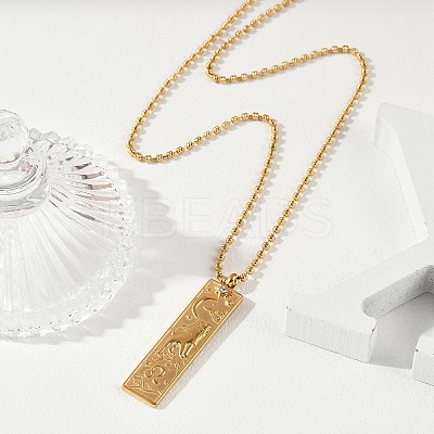 304 Stainless Steel Clear Cubic Zirconia Rectangle Constellation Pendant Necklaces for Women Men NJEW-S435-01G-E-1