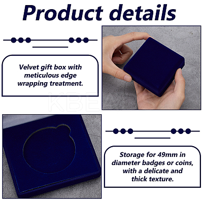 Square EVA Covered with Velveteen Commemorative Coin Storage Cases with Sponge Inside CON-WH0201-005B-1