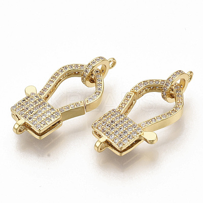 Brass Micro Pave Clear Cubic Zirconia Lobster Claw Clasps ZIRC-S066-009-1