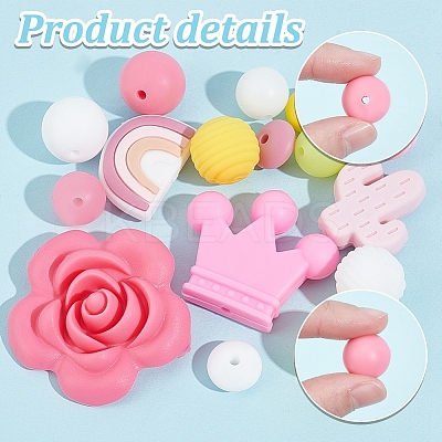 16 Style Food Grade Eco-Friendly Silicone Beads SIL-PH0001-08-1