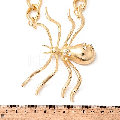Alloy Crystal Rhinestone Halloween Spider Pendant Figaro Chain Necklaces LS-JEWB-P337-01G-1