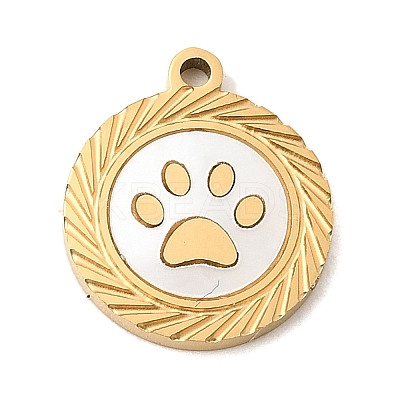Natural White Shell Flat Round Charms STAS-P431-29G-05-1