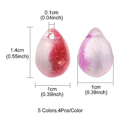 20Pcs 5 Colors Two Tone Transparent Spray Painted Glass Charms GLAA-YW0001-92-1